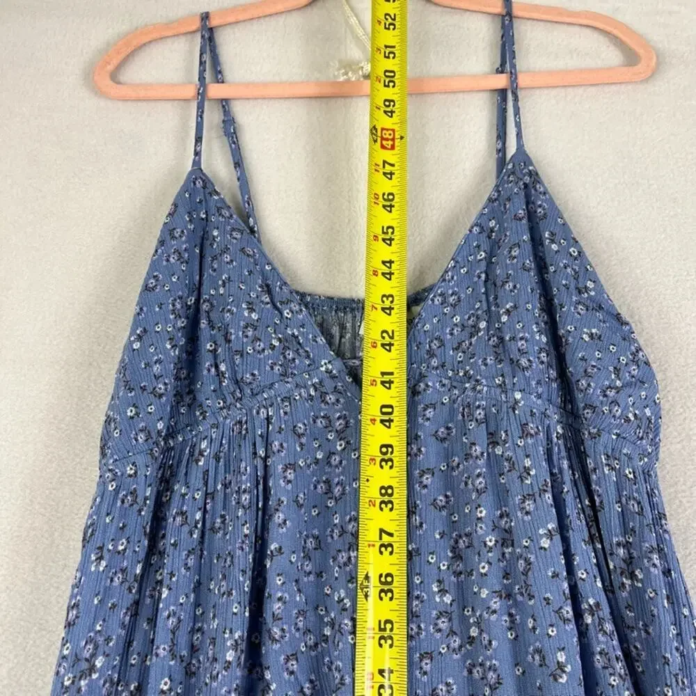 No Boundaries Blue Floral Maxi Dress Women's Size XL V-Neck Spaghetti Strap - Picture 9 of 10